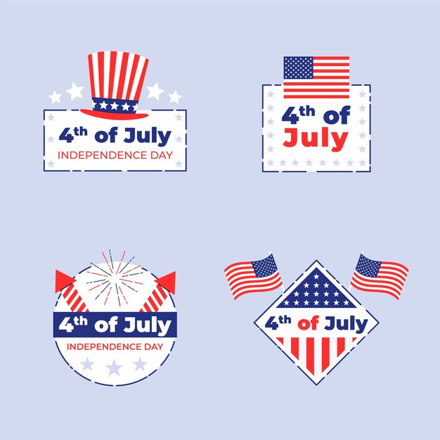 Flat 4th of July elementen verzameling