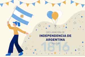 Gratis vector flat 9 de julio - declaracion de independencia de la argentina illustratie