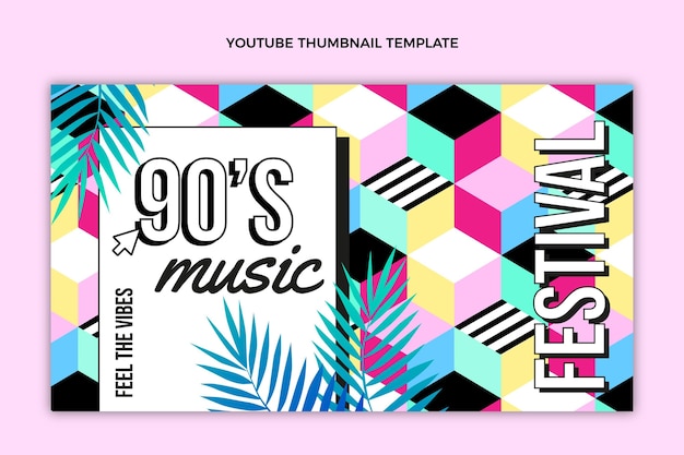 Flat 90s nostalgisch muziekfestival youtube thumbnail