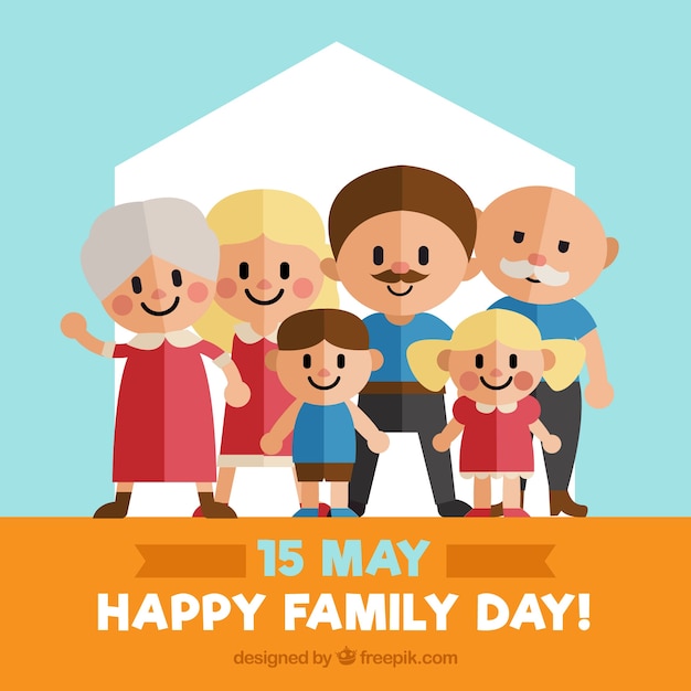 Gratis vector flat achtergrond met gelukkige familieleden