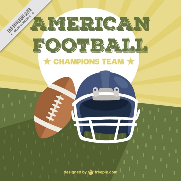 Gratis vector flat american football achtergrond met bal en helm