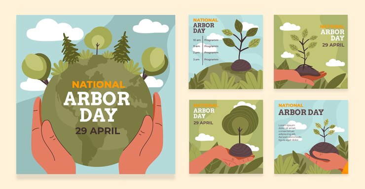 Gratis Vector flat arbor day instagram posts collectie