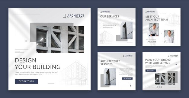 Flat architect service instagram posts collectie