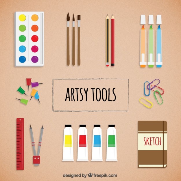 Gratis Vector flat arty gereedschap