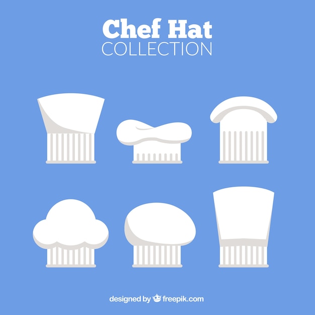 Gratis vector flat assortiment van chef-kok hoeden