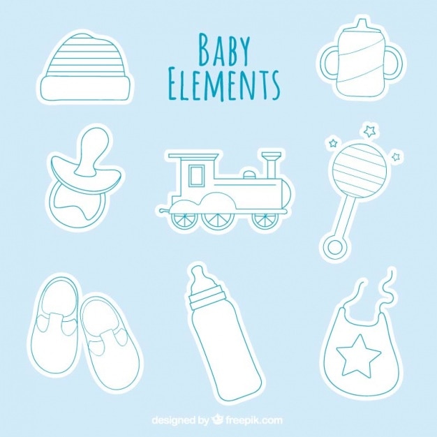 Flat baby shower elementen