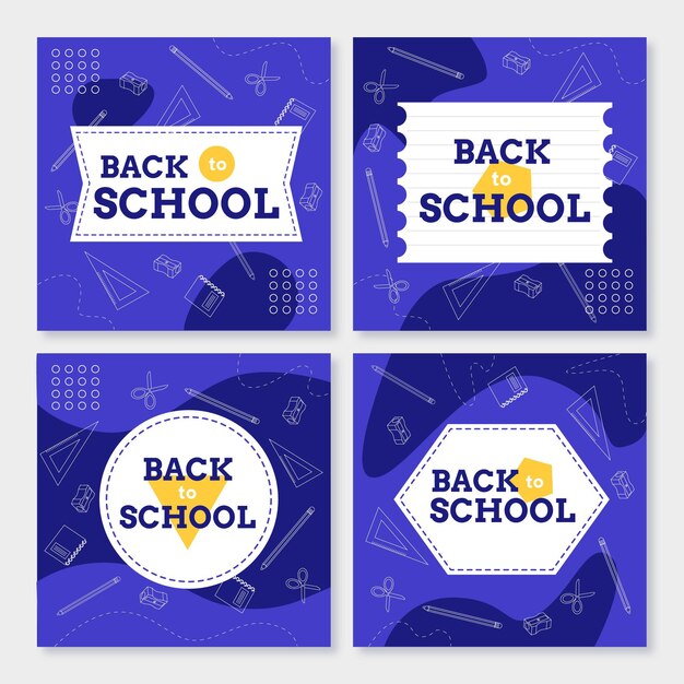 Gratis vector flat back to school instagram posts collectie