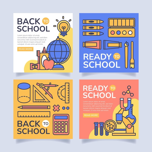 Flat back to school instagram posts collectie