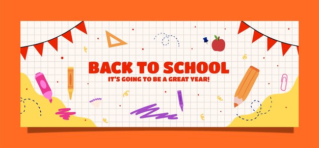 Gratis vector flat back to school social media voorbladsjabloon