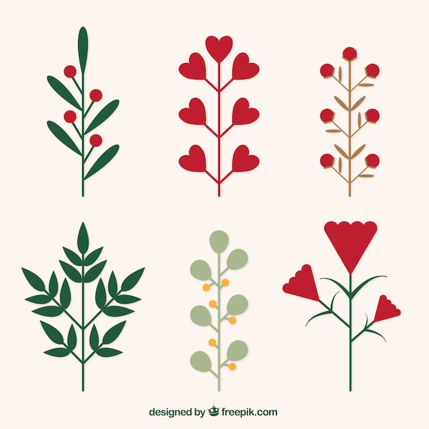 Gratis vector flat bloem set