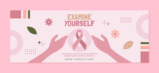 Flat borstkanker bewustzijn maand social media voorbladsjabloon
