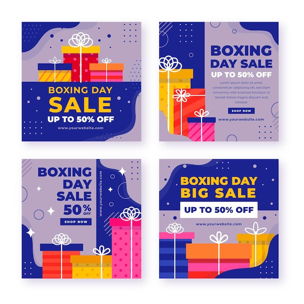 Gratis vector flat boxing day sale instagram posts collectie