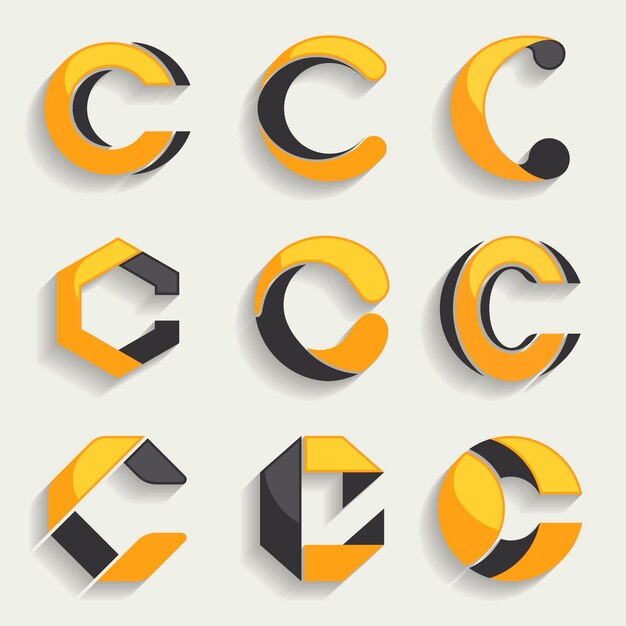 Flat c logo templates-collectie