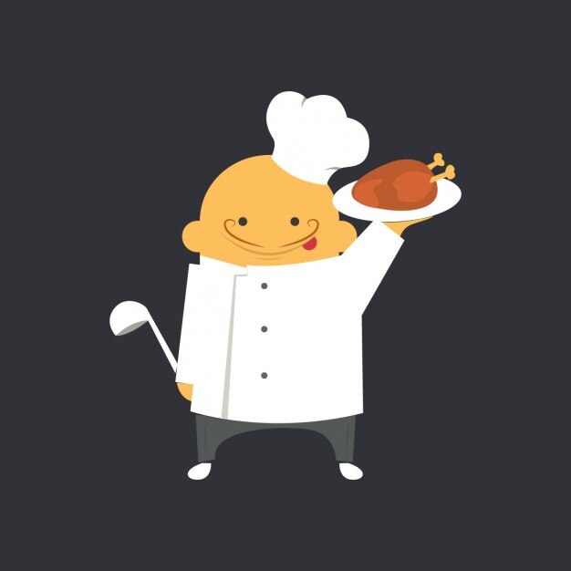 Flat Chef-kok met Tray