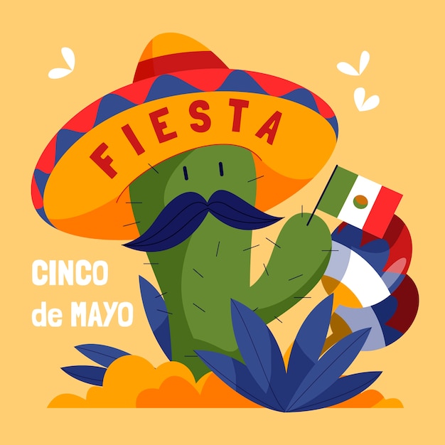 Gratis vector flat cinco de mayo illustratie