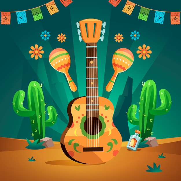 Flat cinco de mayo illustratie