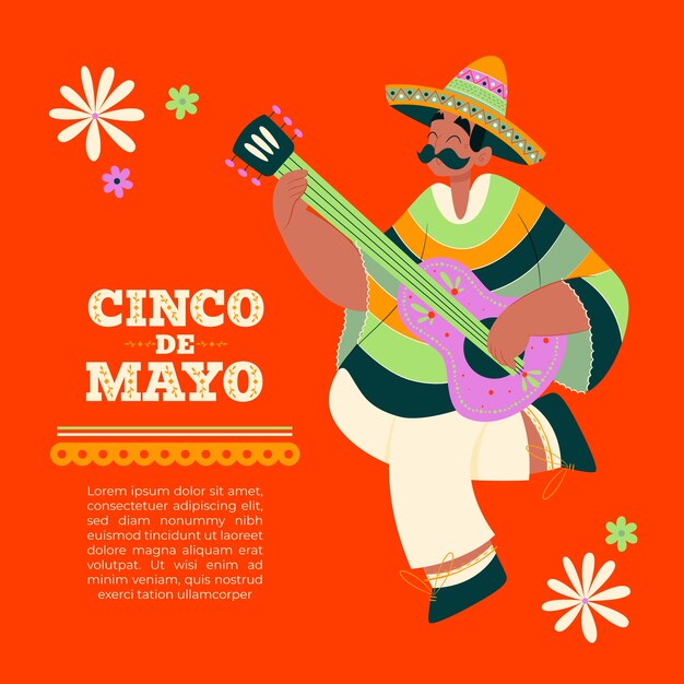 Flat cinco de mayo illustratie