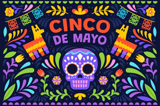 Gratis vector flat cinco de mayo illustratie