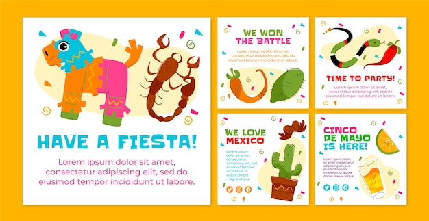 Gratis vector flat cinco de mayo instagram posts collectie