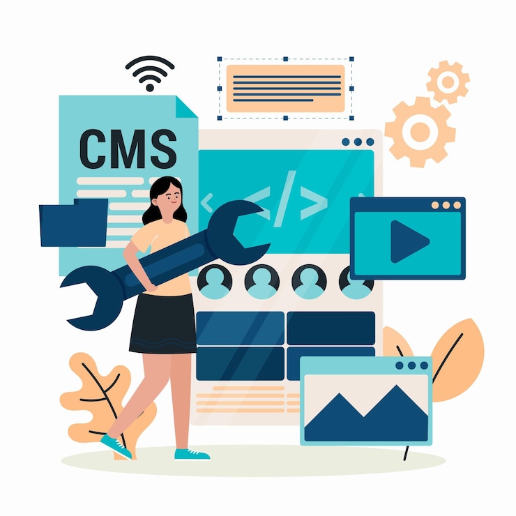 Gratis Vector flat cms-concept geïllustreerd
