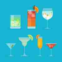 Gratis vector flat cocktail collectie