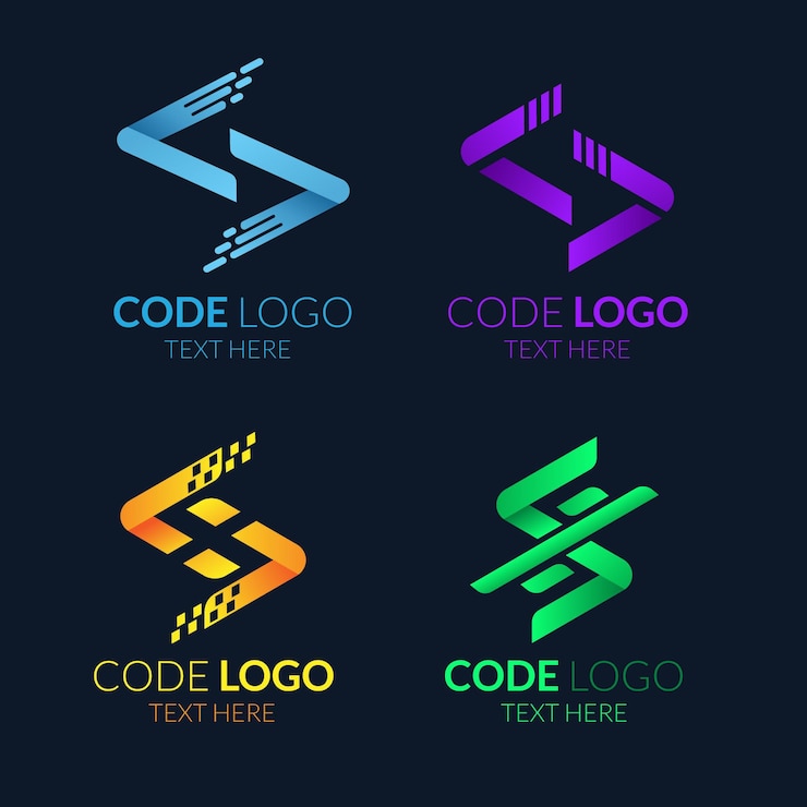 Gratis Vector flat code logo collectie