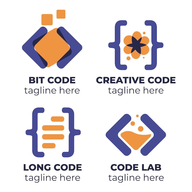 Gratis Vector flat code logo collectie
