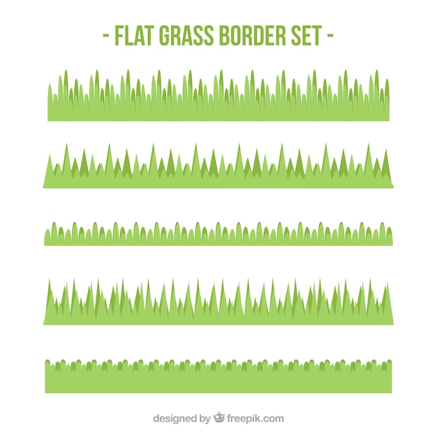 Gratis vector flat collectie van decoratieve gras grenzen