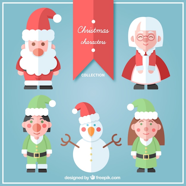 Flat collectie van mooie kerst personages