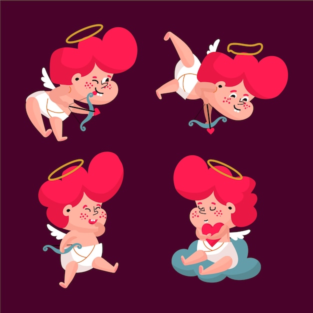 Gratis vector flat cupido-personagepakket