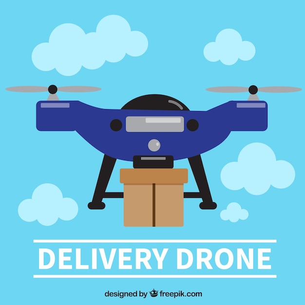 Gratis vector flat delivery drone flying