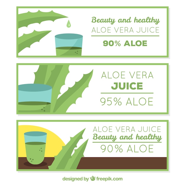 Gratis vector flat design banner aloe vera cosmetica