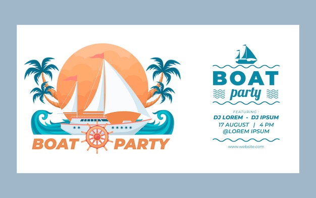 Flat design boat party facebook bericht