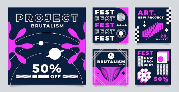 Flat design brutalisme instagram post.