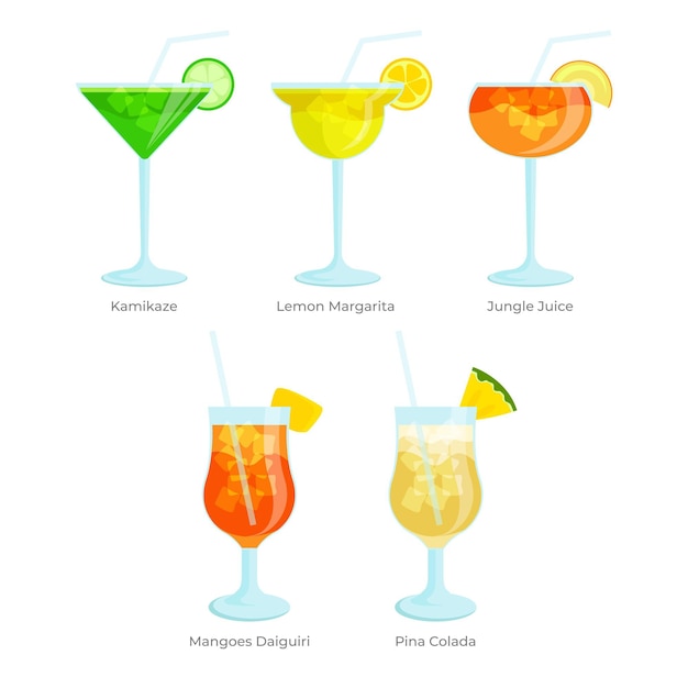 Flat design cocktail collectie