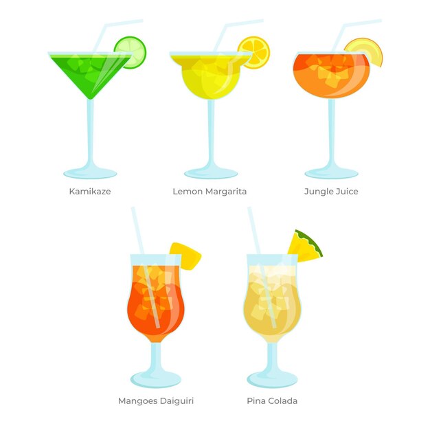 Flat design cocktail collectie