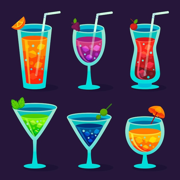 Gratis vector flat design cocktail collectie