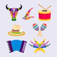 Gratis vector flat design elementen collectie voor carnaval de barranquilla viering