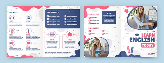 Gratis vector flat design engelse lessen brochure