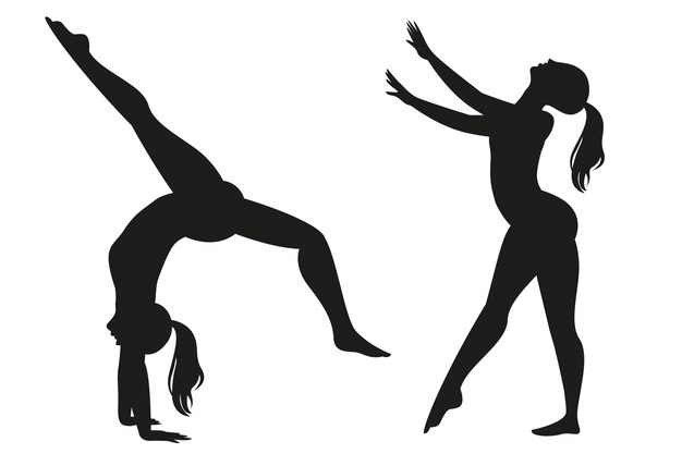 Flat design gymnast silhouette illustratie