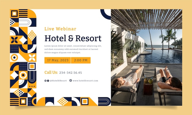 Flat design hotel resort webinar sjabloon