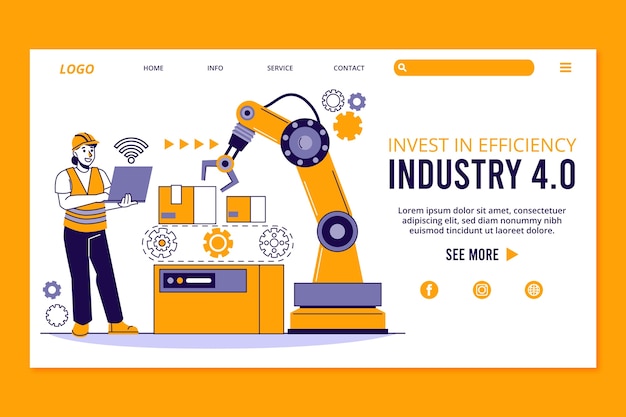 Flat design industry 4.0 landing page