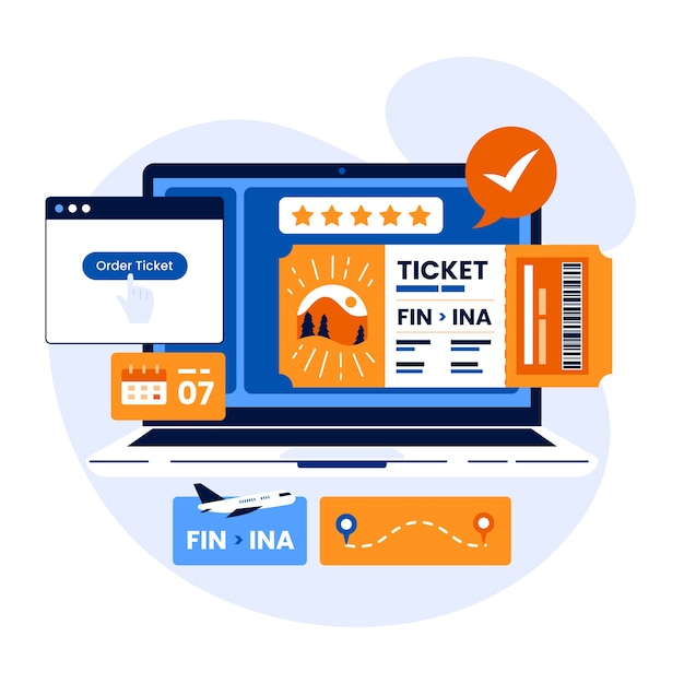 Flat design online ticket illustratie