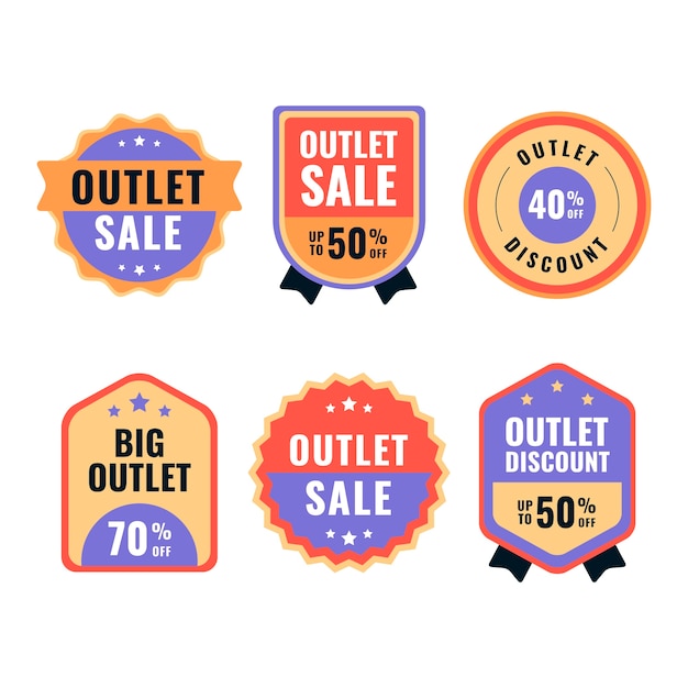 Gratis vector flat design outlet label collectie