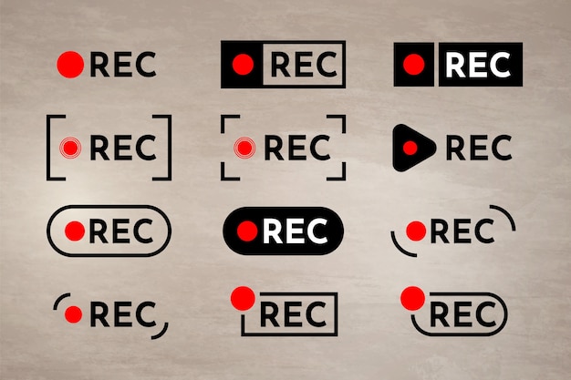 Flat design rec label set