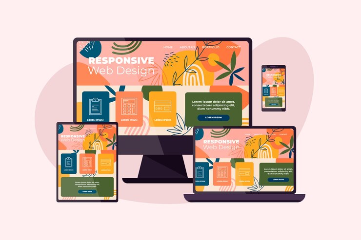 Gratis Vector flat design responsive website design