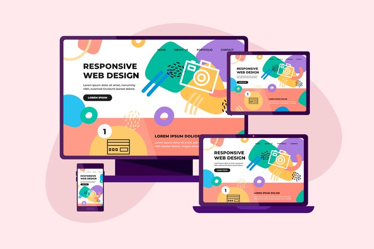 Gratis Vector flat design responsive website design