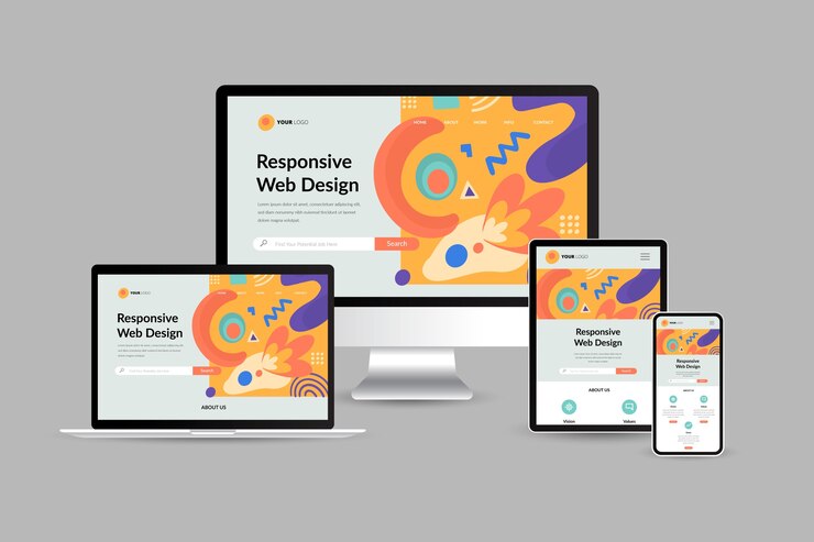 Gratis Vector flat design responsive website design