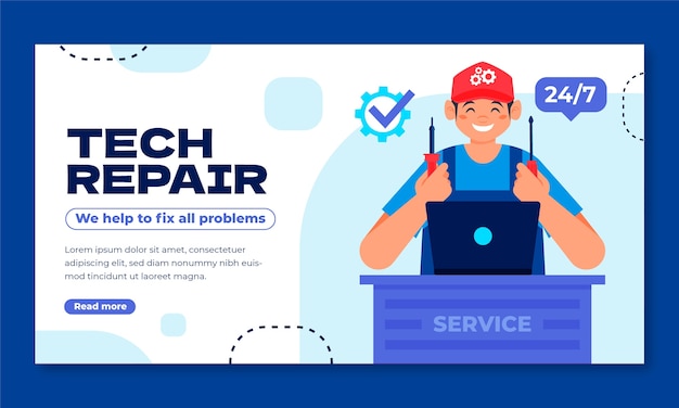 Gratis vector flat design tech reparatie facebook sjabloon