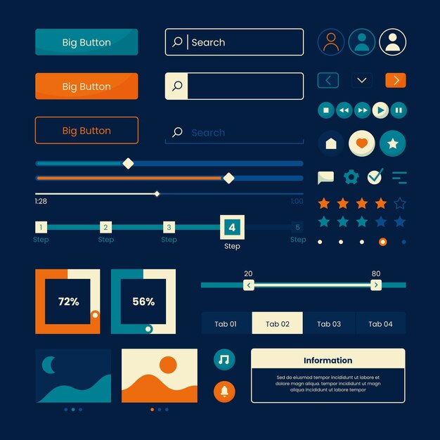 Flat design ui kit collectie